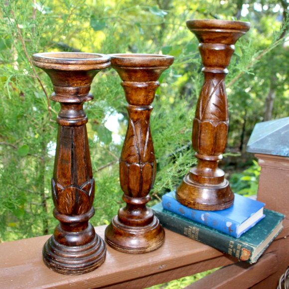 Wooden Candle sticks - Picture 3 of 5